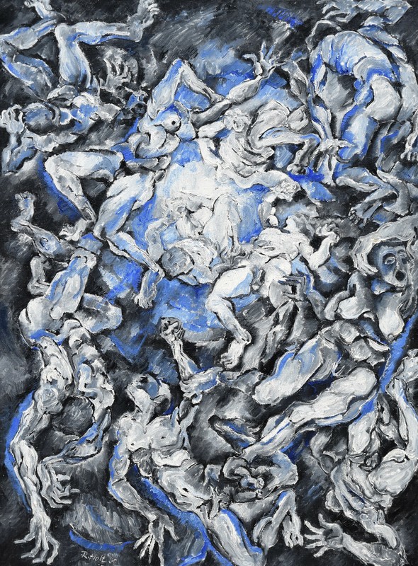 Richild Holt *1941 Stuttgart / Gemälde «Apokalypse» 1990 signiert / Holtzbrinck