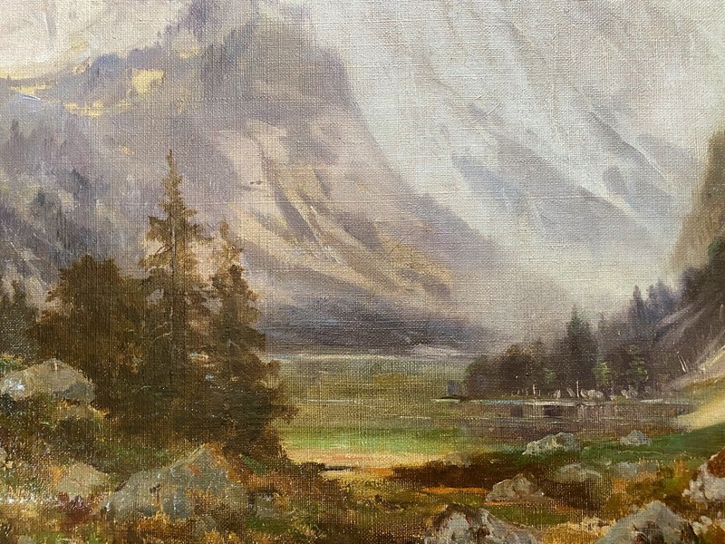 Oil Painting Um 1860 IN Biedermeier Style Dreamy Seascape IN Valley/Mountain gallery