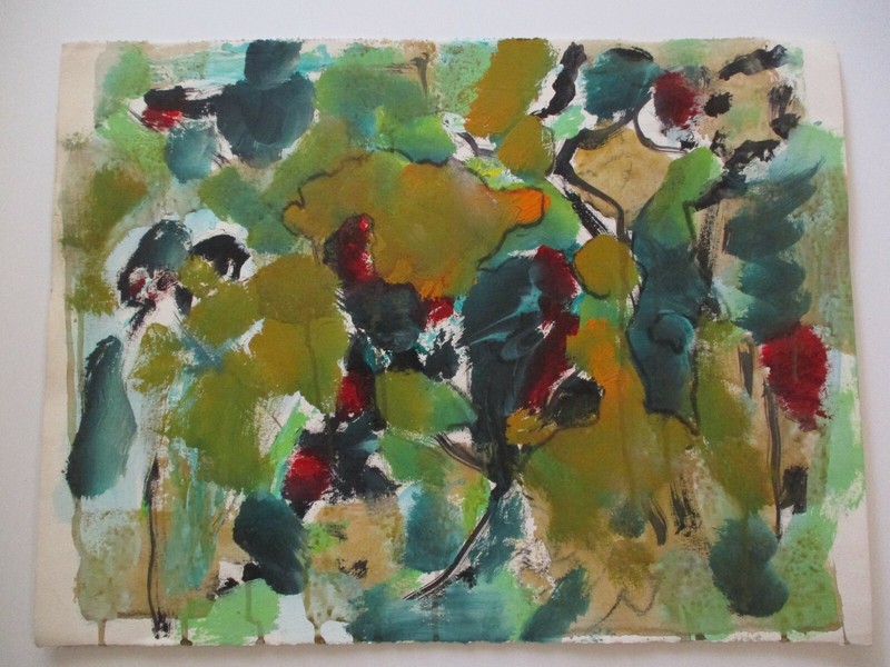 HAROLD DAVIES OIL PAINTING AMERICAN EXPRESSIONIST LISTED ABSTRACT MID CENTURY