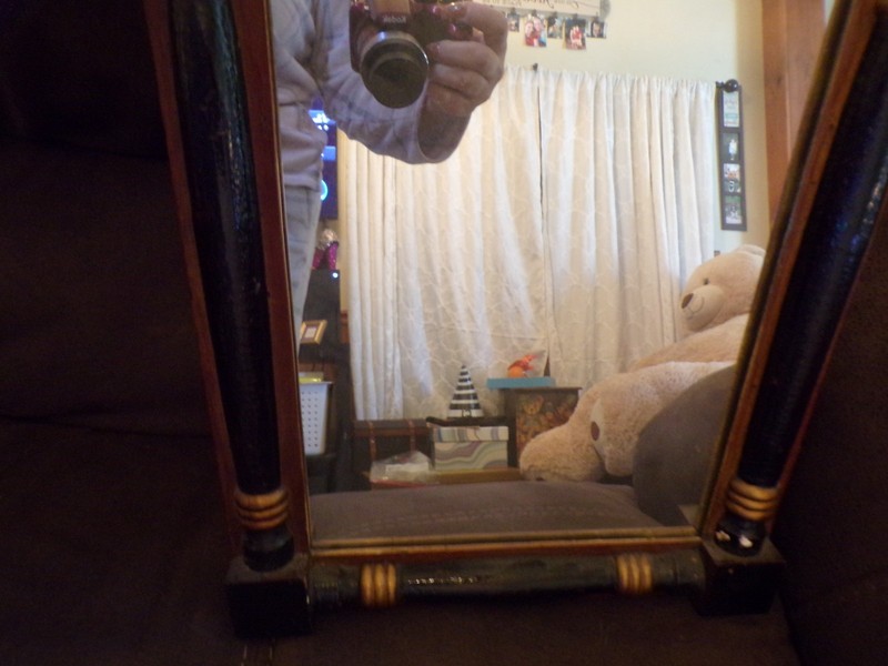 Antique Federal Reverse Painting on Glass Wall Hanging Mirror gallery