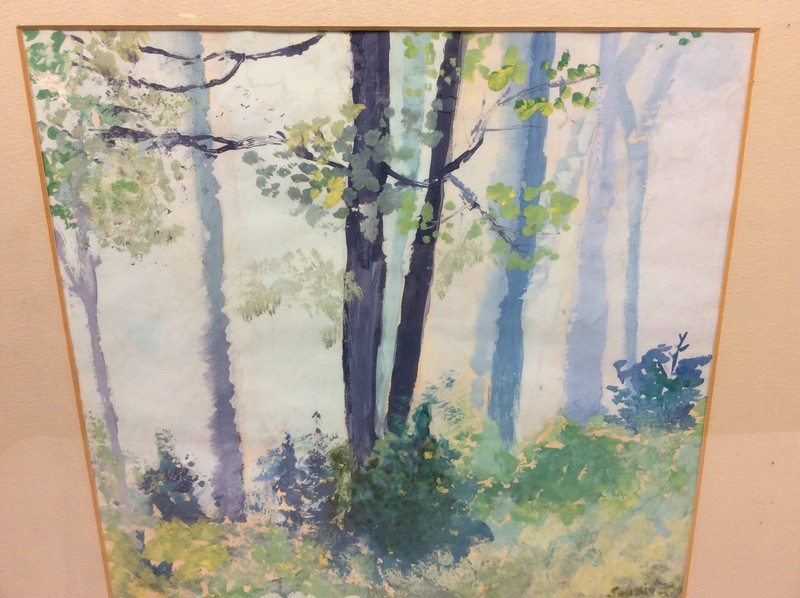 Original Signed Watercolor Painting Fall River MA Forest Leaves Black Framed Art gallery
