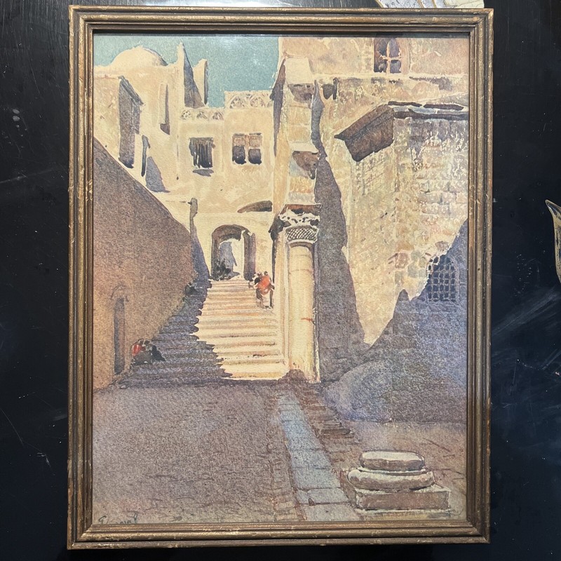 jerusalem street scene painting, signed by the artist