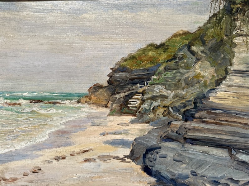 Antique Painting Bermuda Beach Coast Edwin Megargee 1930’s Impressionist Famous gallery