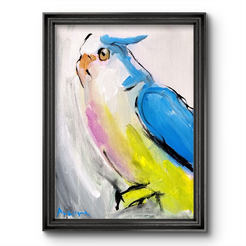 Aleph Original Art Bird 9 x 12 Abstract Expressionist Painting Canvas