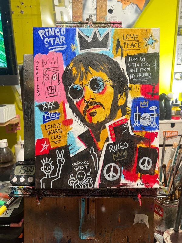 Faris Art-Ringo Star-11x14 Neo Expressionism Original Artwork on Canvas gallery