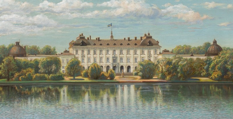 Large 19th century Architectural Study Of Drottningholm Royal Palace Sweden gallery
