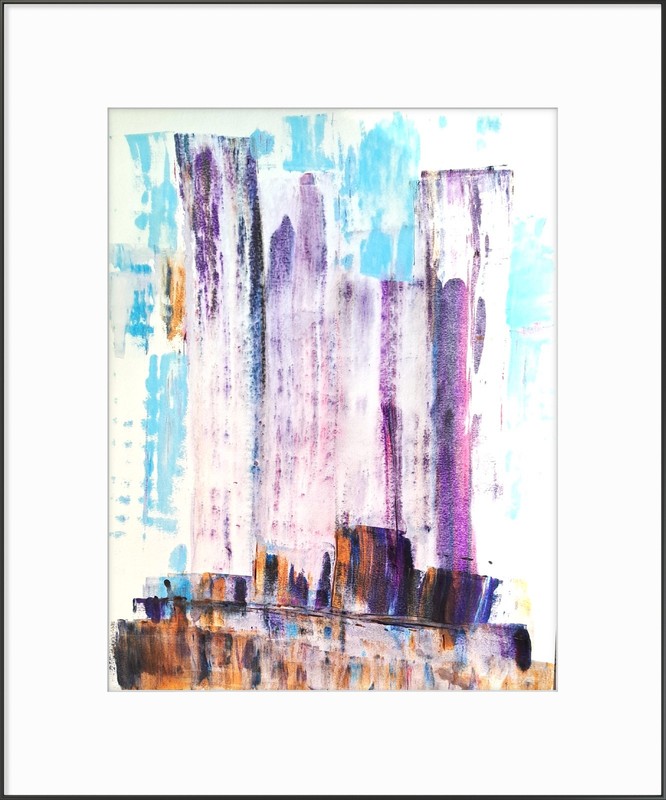 Original Landscape 11X 14 Abstract Modern Paper Painting Signed Wall Art gallery