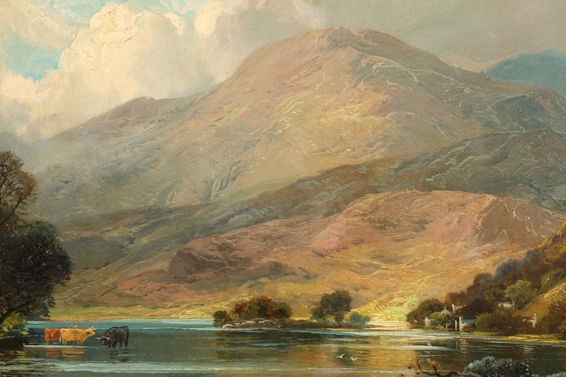 original antique CLARENCE HENRY ROE 1850-1909 signed oil painting landscape gallery
