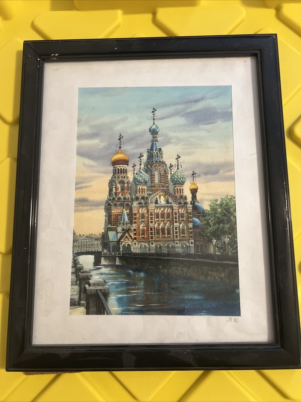 Russian Watercolor Church on Savior of Spilled Blood Signed