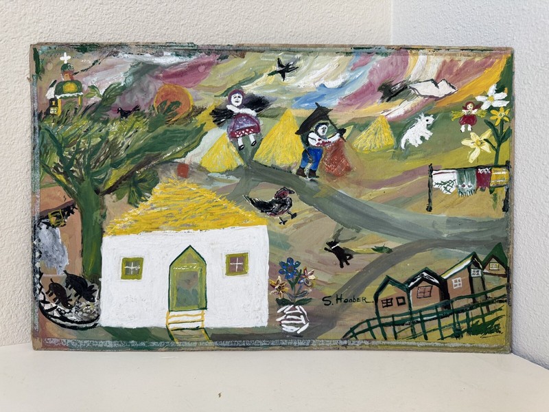 S. Hoober Folk Art Painting Outsider MID CENTURY Post Modern Art WPG ERA