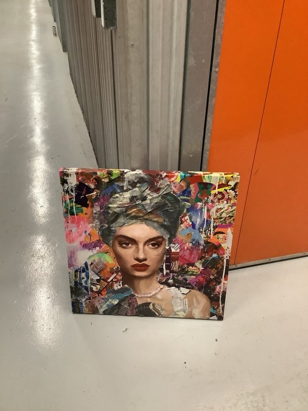 Woman Painting and Collage On Canvas Original Art