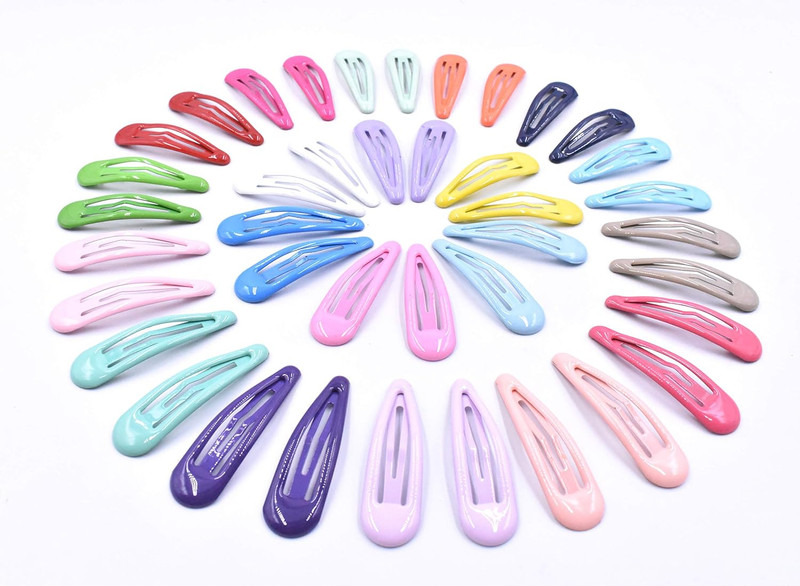 20 Pairs Assorted Color Glossy Snap Prong Clips Non-Slip Hair Clips Barrettes fo