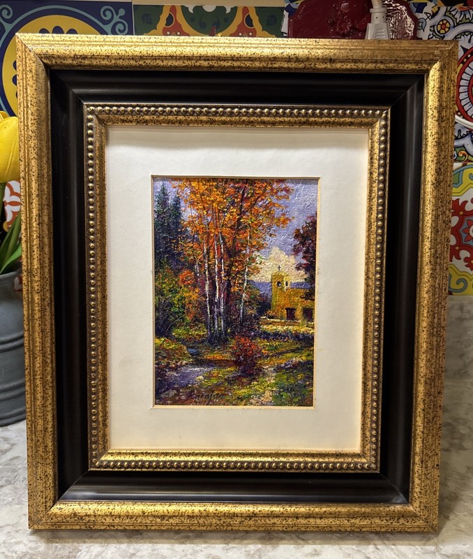 Impressionist Landscape Oil Painting Signed Framed Black And Gold 14 X 12 Inches
