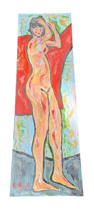 Signed R Monti Rocco Monticolo 1931-2022 O/C Painting Of A STANDING NUDE WOMAN