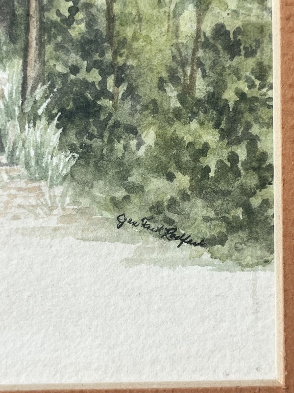 Jan Ford Radford Watercolor Painting Tree Lined Road Framed Artwork 11 x 15" gallery