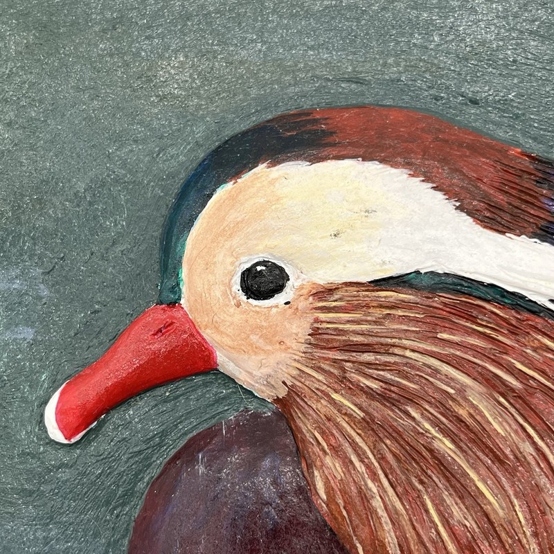 Original & Signed Mandarin Duck 3D Mixed Media Painting 16x20” By Barbara Weber gallery