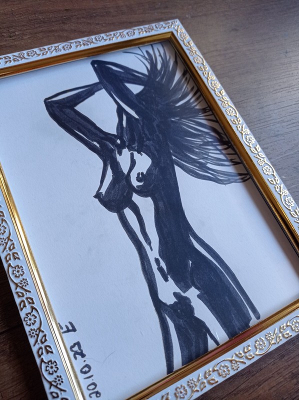 Original Drawing Erotic Female Body Graphics Art Sketch Marker Illustration 8х6" gallery