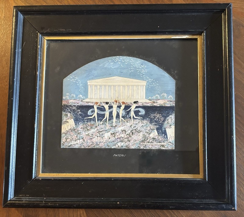 Dooley Dionysius «Artemis» framed Original watercolor Disney Artist