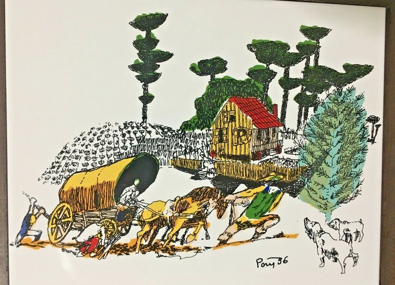 Covered wagon in ceramic