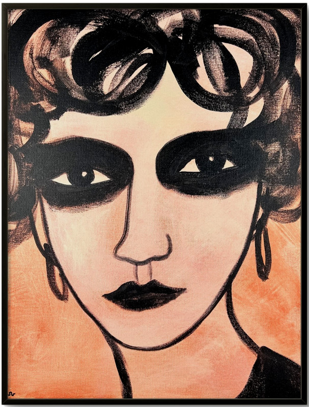 Goth Girl Portrait Painting, Expressive Portrait Art 12×16