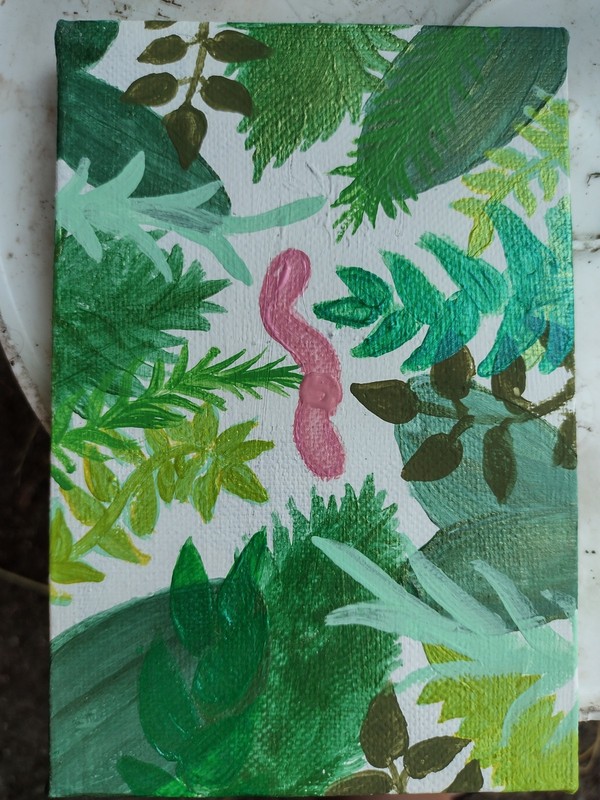 Abstract Plants & Leaves Painting on Canvas, Unframed Single Piece Nature