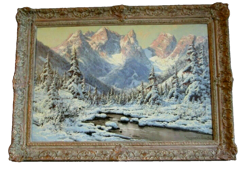 LASZLO NEOGRADY OIL PAINTING (24 x 36) WINTER MOUNTAIN LANDSCAPE A GREAT FIND !