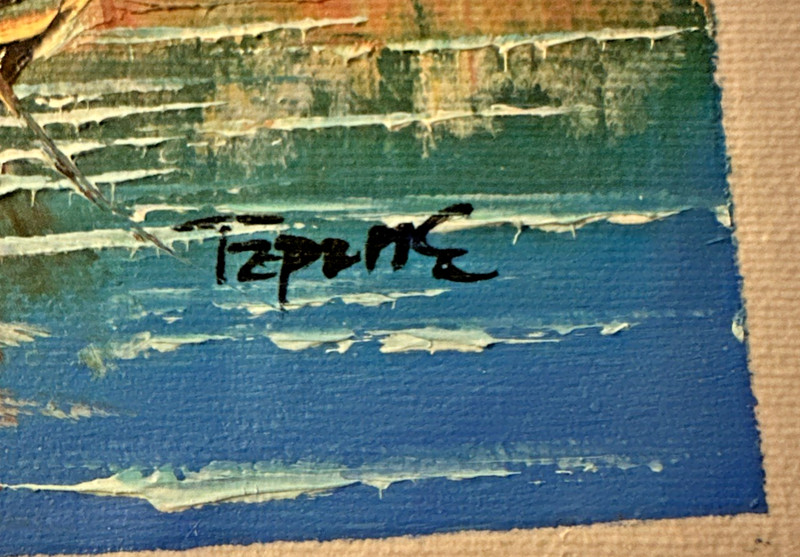 2 Greece Mediterranean sea town Oil Painting handmade on unstreched canvas gallery