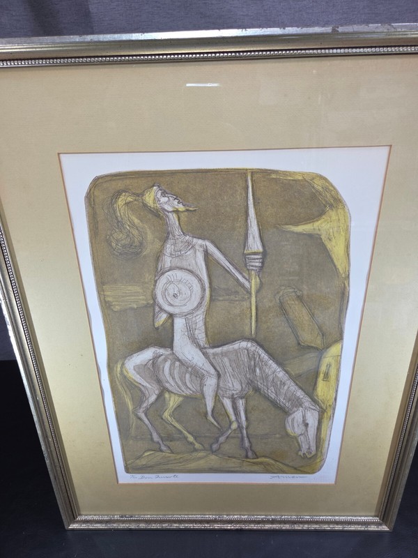 Irving Amen Don Quixote, Etching signed numbered 132/200 Framed 26x20 COA! gallery