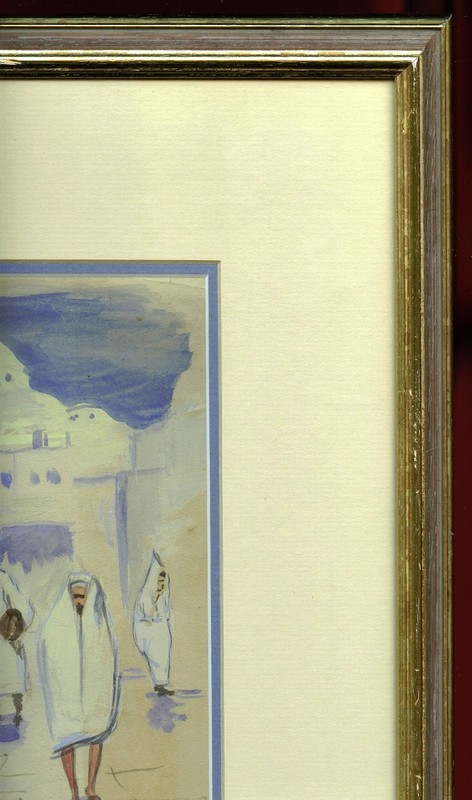 A SOUK IN KAIROUAN, TUNISIA & ORIGINAL ca 1900's WATERCOLOR PAINTING gallery