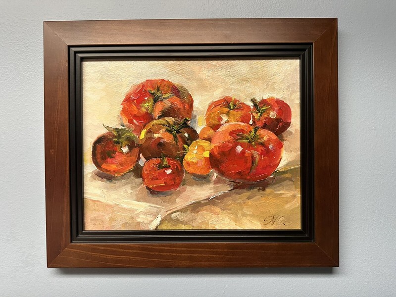 Tomato original oil painting a day, still life signed, fruit 8x10, 2022 gallery