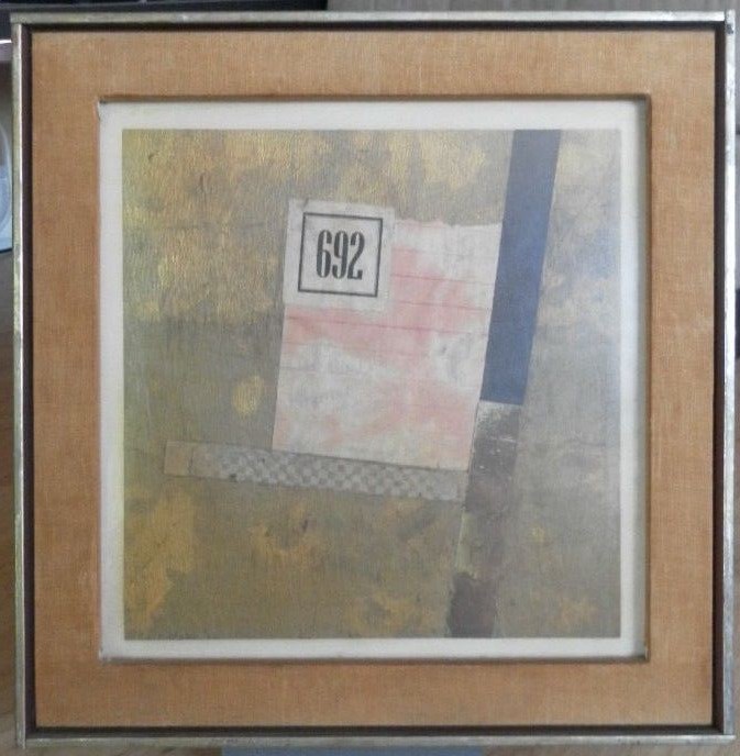 KARL MANN (1930-) CHICAGO NY ORIGINAL ABSTRACT COLLAGE PAPER PAINTING SIGNED 62
