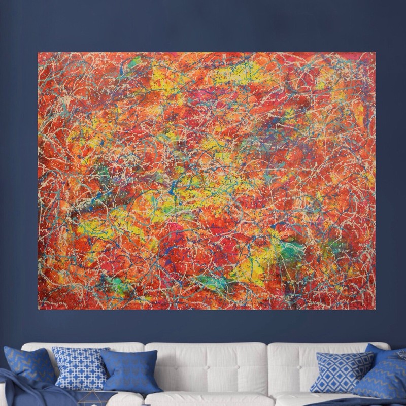 Jackson Pollock Style Giant Canvas Painting 84”X62” (7 Foot) Abstract Modern XL gallery