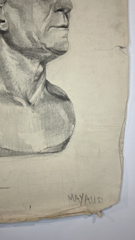 Two Sided Antique French Charcoal Sketch gallery