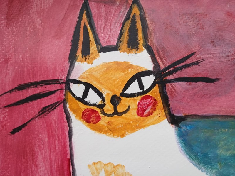 Abstract/Expressionism 11x14 Classy Cat Colorful One of a Kind Art Painting gallery