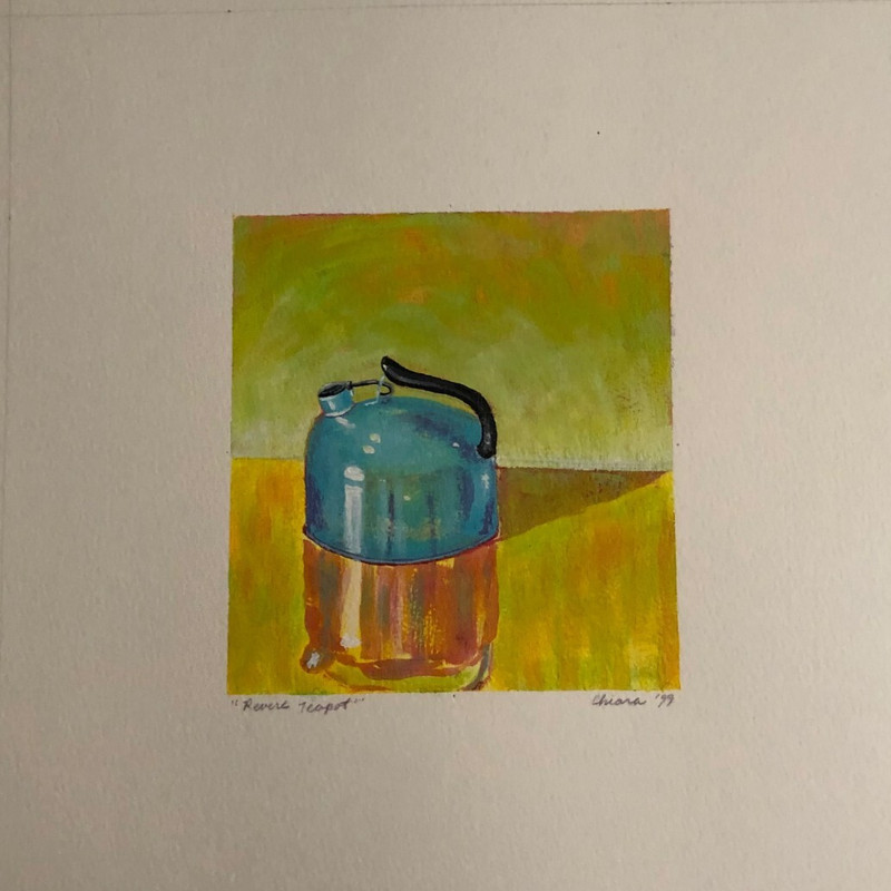 Revere Ware Teapot Painting 6 x 6 inches Acrylic on Paper by Catherine R Chiara