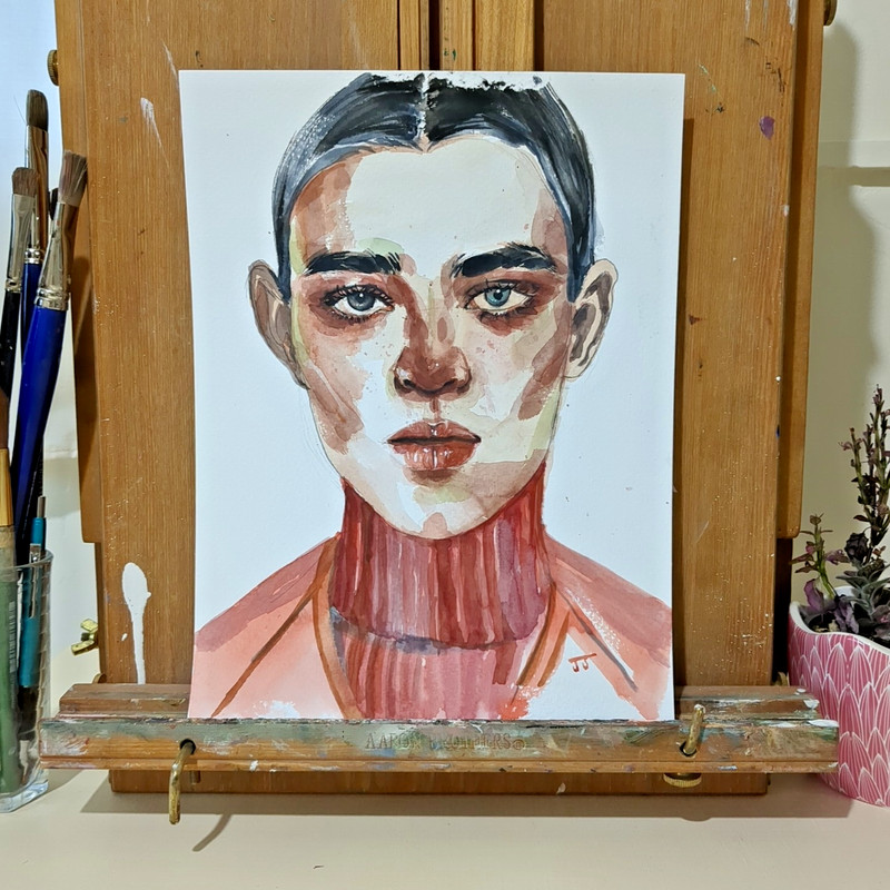 Original Watercolor Painting Portrait Study of a Woman 9×12 by Jake J