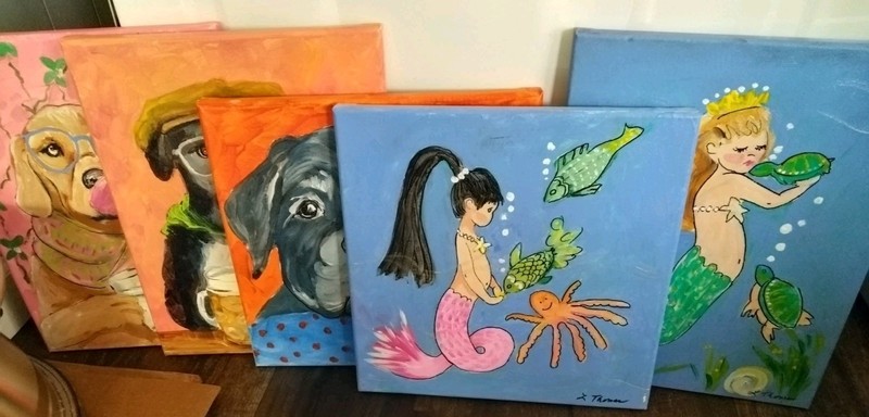 Animal Paintings, Original Acrylic Whimsical Painting on Canvas See Info!