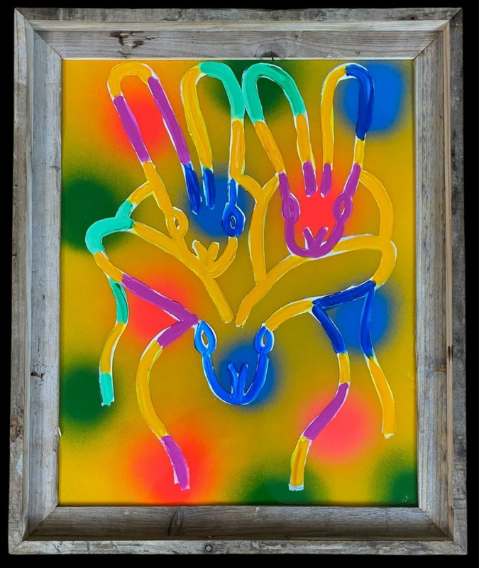 HUNT SLONEM BUNNYS FRAMED