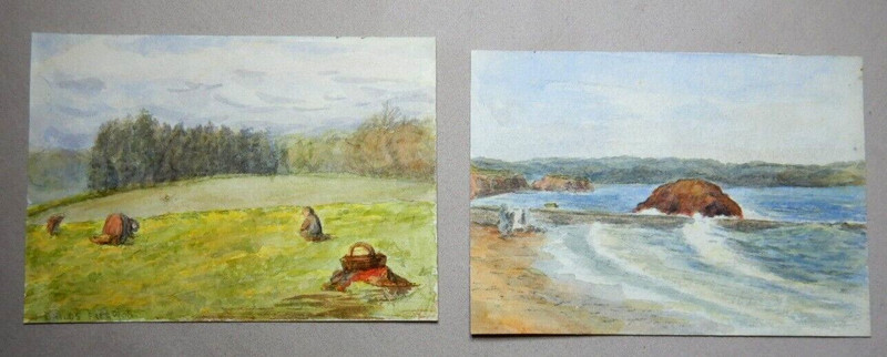 ANTIQUE ENGLISH MINIATURE WATERCOLOURS SIGNED CHILDS FIELD 06 P345