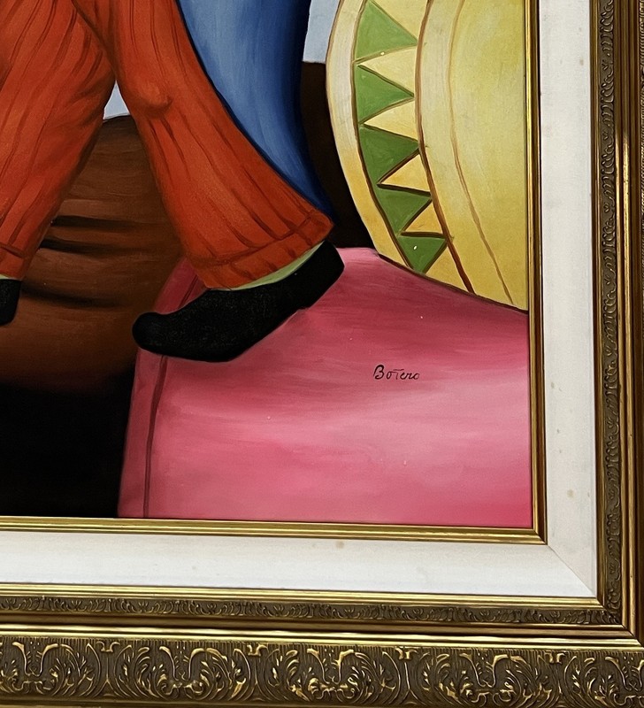 Fernando Botero Oil On Canva Signed Style Of Art Painting (1932 / 2023) Framed gallery