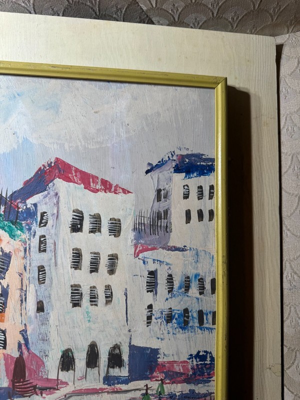 Vintage "Parisian Street With Figures Scene" Oil Painting - Signed And Framed gallery