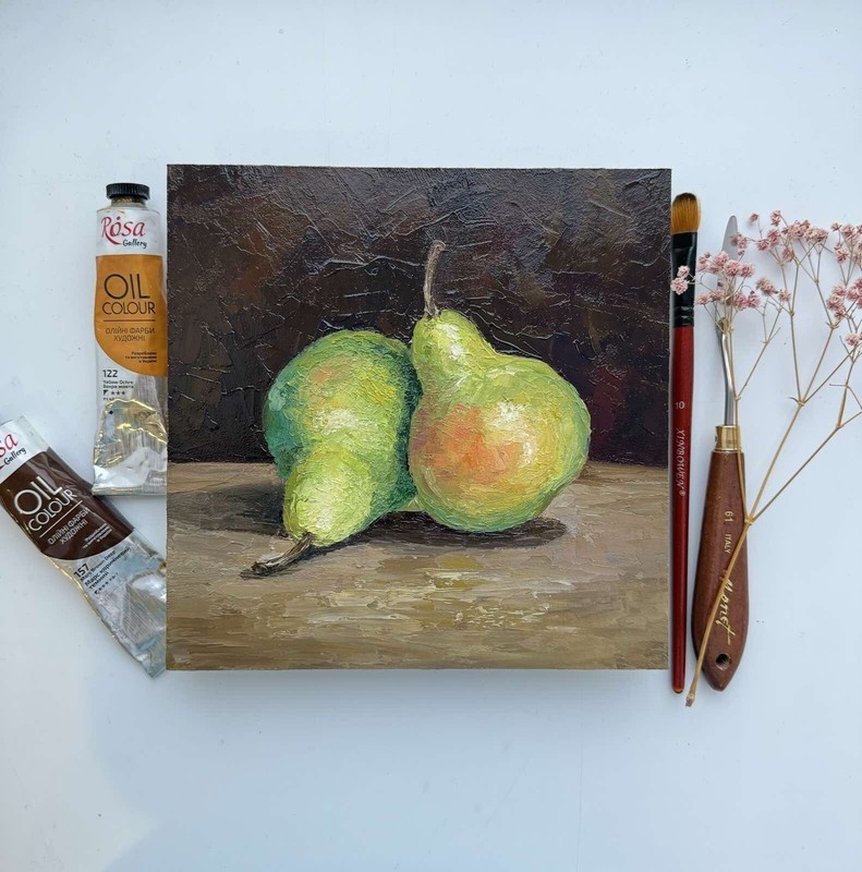 original Art Pears Painting Fruit Still Life painting Kitchen Wall Art Pears Art gallery