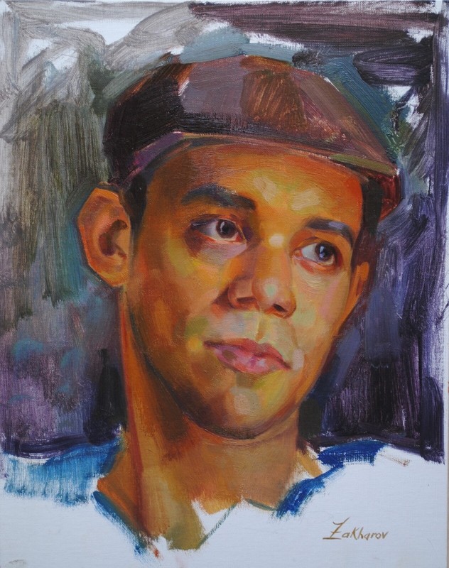 Oil Portrait Painting Young Male Brown Eyes Contemporary Realism Impressionism