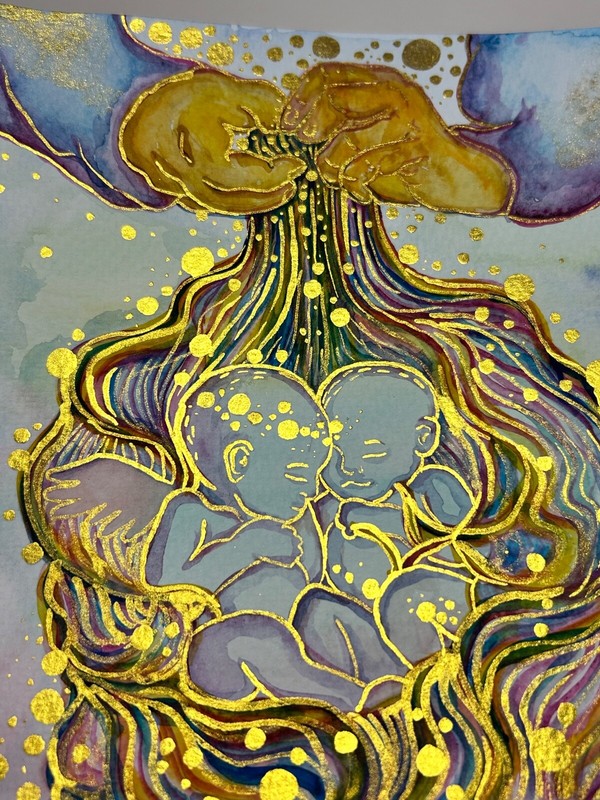 Watercolor Angel Memorial Art Twin Loss Painting Bereavement Grief Artwork