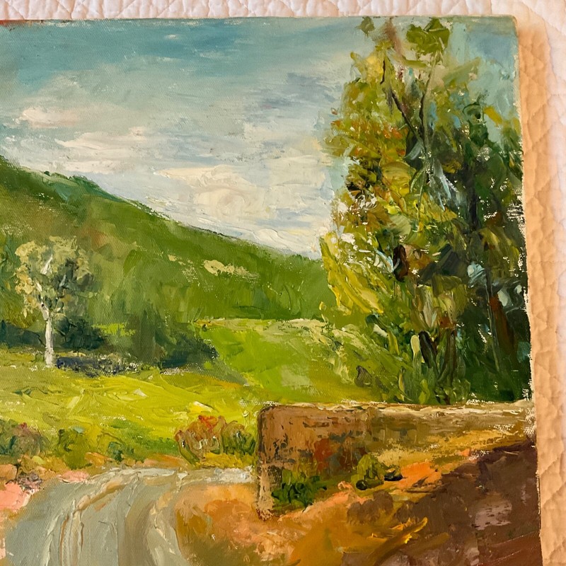 Abstract impressionistic landscape original PAINTING palette knife by Winston gallery