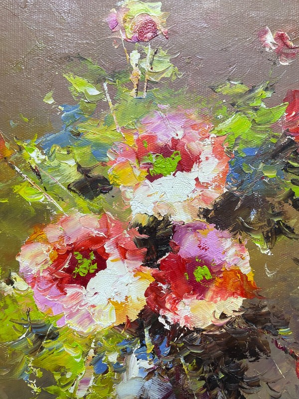 Hungryartist -Original Oil Painting of Still-Life Flower on Canvas 12x16 Framed gallery