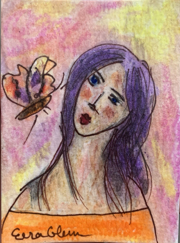 ACEO 3.5 x 2.5 Lady – Women Portrait Original Painting Artist Card 340-26