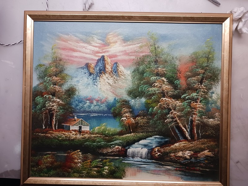 LANDSCAPE Vintage Original Canvas Oil Painting Signed 22″x26″
