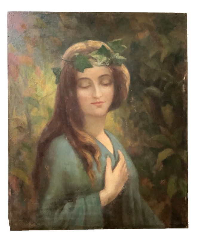 Leon Printemps (1871-1945) Signed – Oil Painting – LADY IN THE WOODS