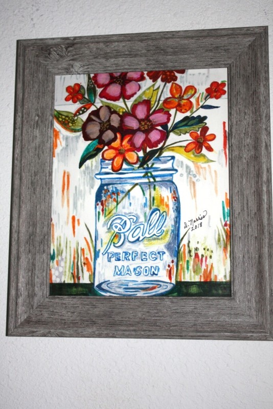Framed 8″x10″ Watercolor «Country Chic Floral»